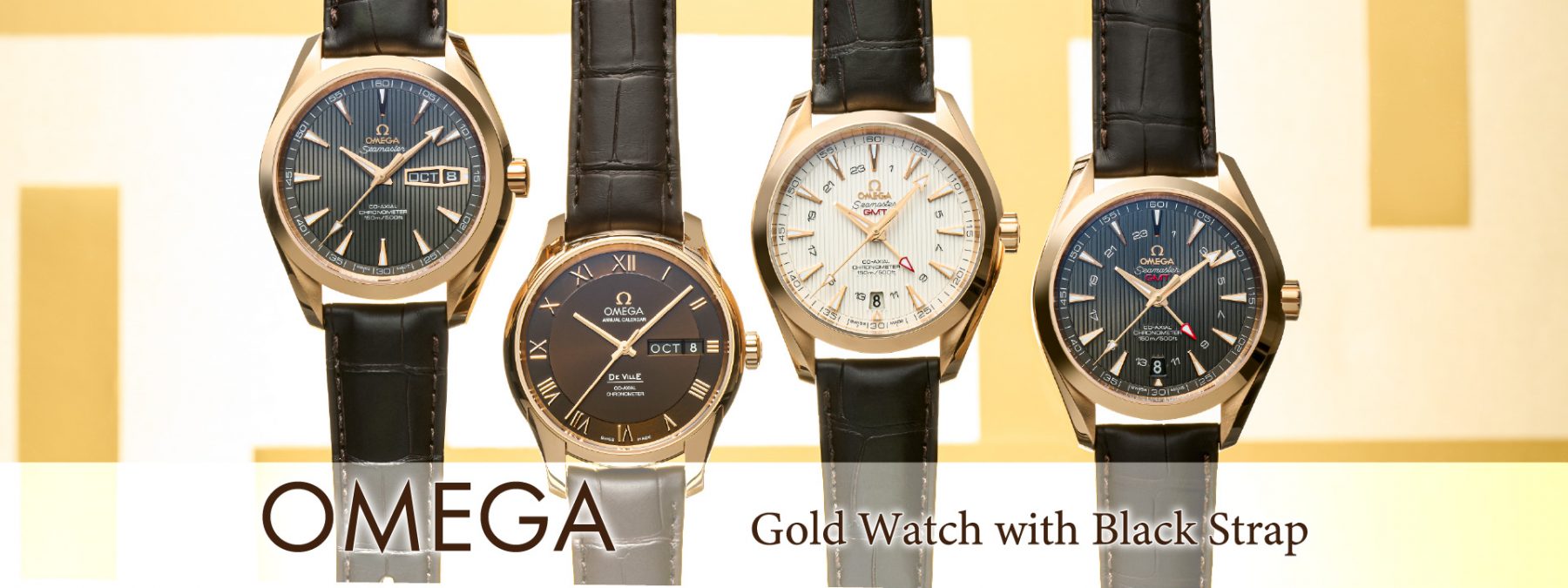 OMEGA 歐米茄 純金腕錶 黑色皮錶帶